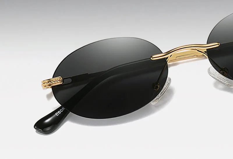 oval frameless sunglasses