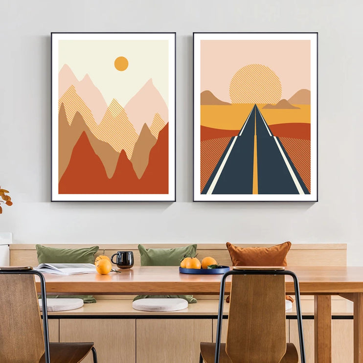 Abstract Orange Landscape Posters