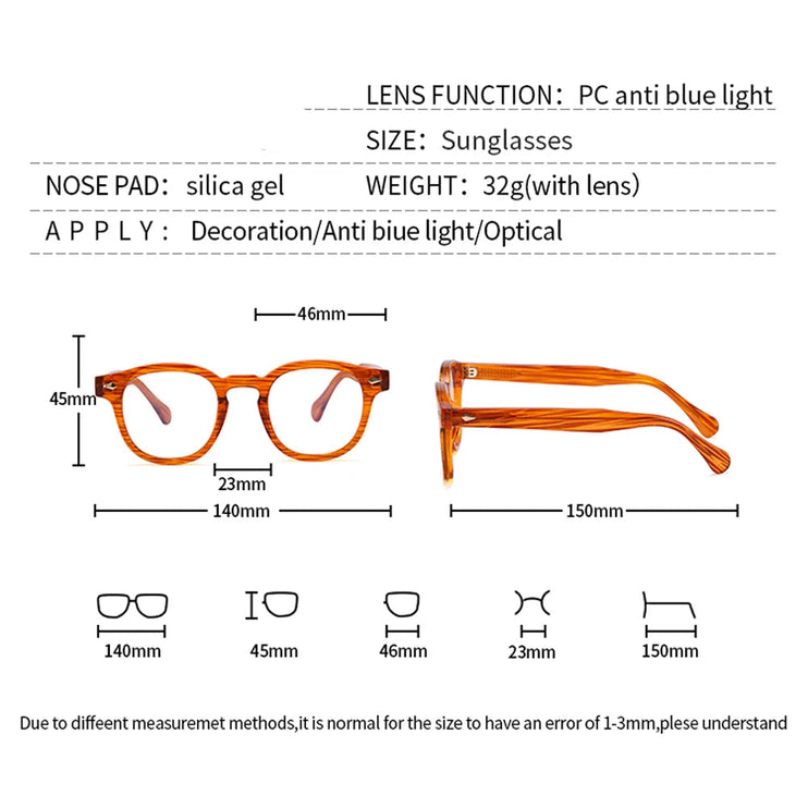 square retro glass frame