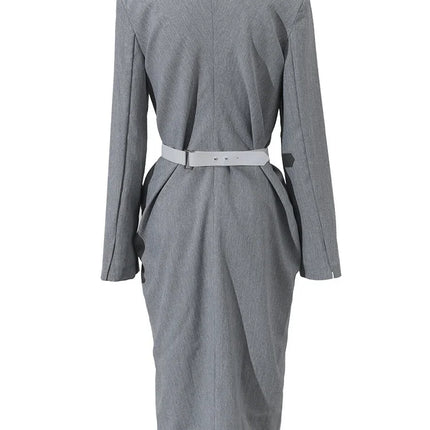 Gray Pleated Knot Dress