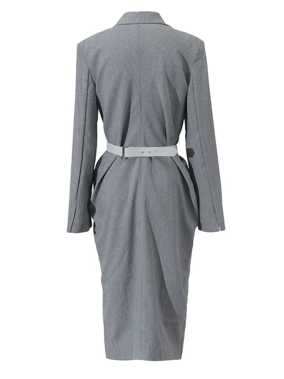 Gray Pleated Knot Dress