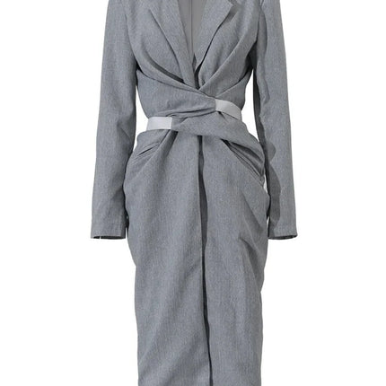 Gray Pleated Knot Dress