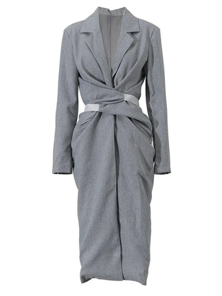 Gray Pleated Knot Dress