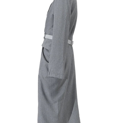 Gray Pleated Knot Dress