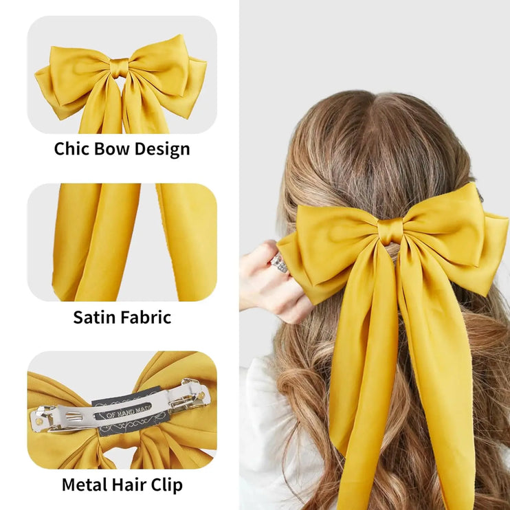 5Pcs Chiffon Bow Hairpins