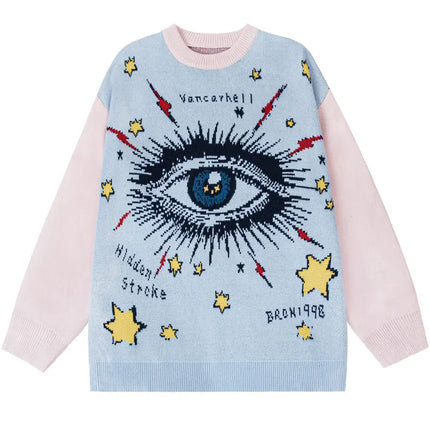 Y2K Eye Star Knitted Sweater