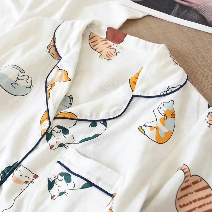 Cartoon Cat Pajamas Set