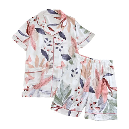 Thin floral short-sleeved set