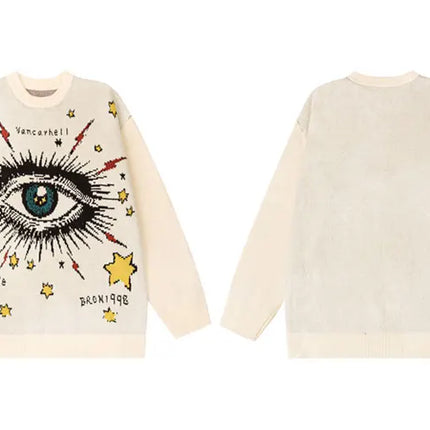 Y2K Eye Star Knitted Sweater