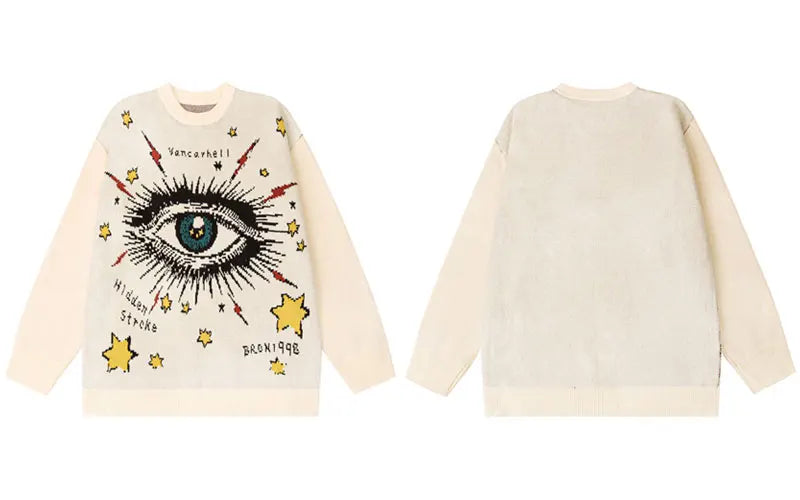 Y2K Eye Star Knitted Sweater