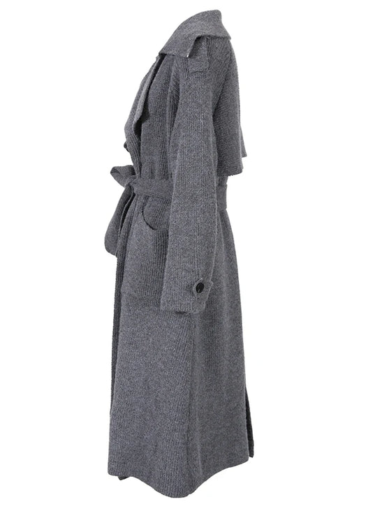 Gray Belted Cardigan