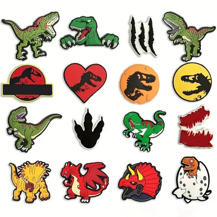 16pcs Dinosaur Pattern Shoe Charms