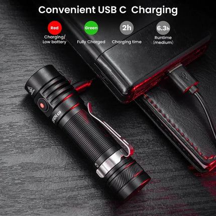 USB C Rechargeable 1800lm EDC Flashlight