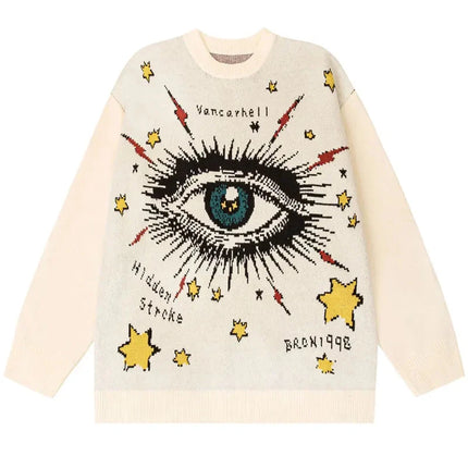 Y2K Eye Star Knitted Sweater