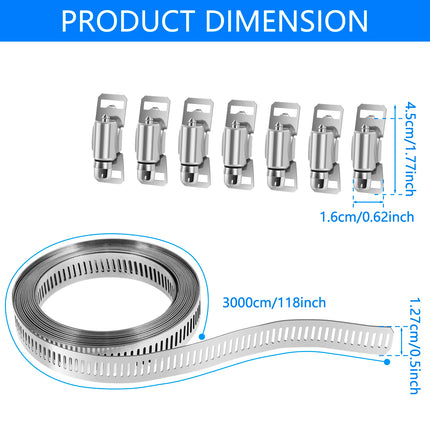 Hose Clamp with 6 Fasteners Adjustable