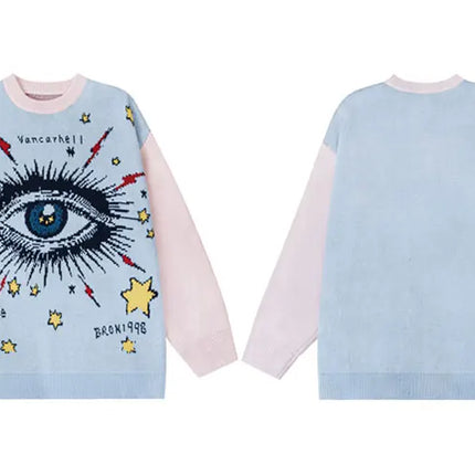 Y2K Eye Star Knitted Sweater