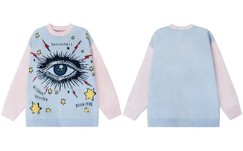 Y2K Eye Star Knitted Sweater